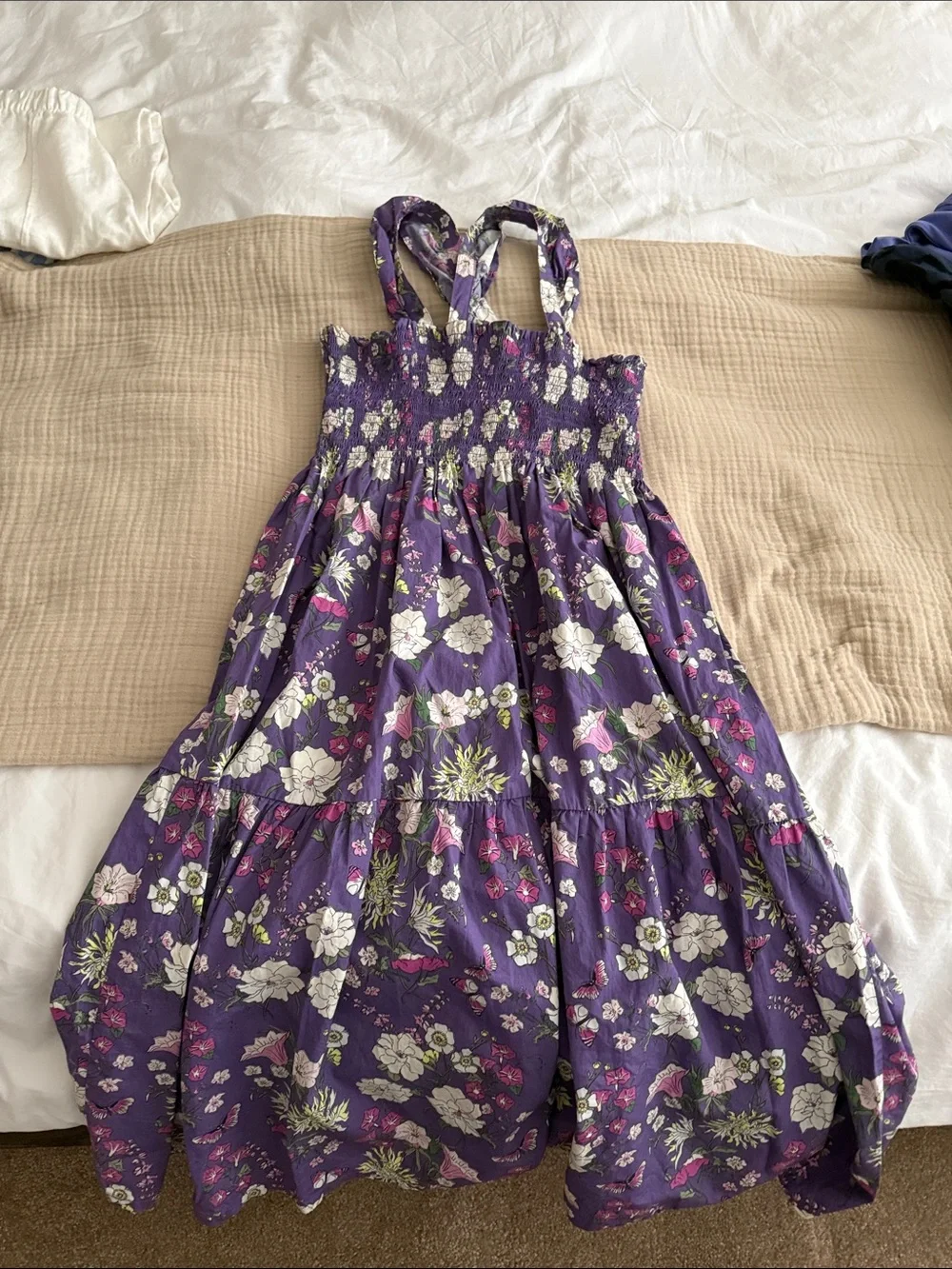 Tea Collection Purple Floral Smocked Sundress